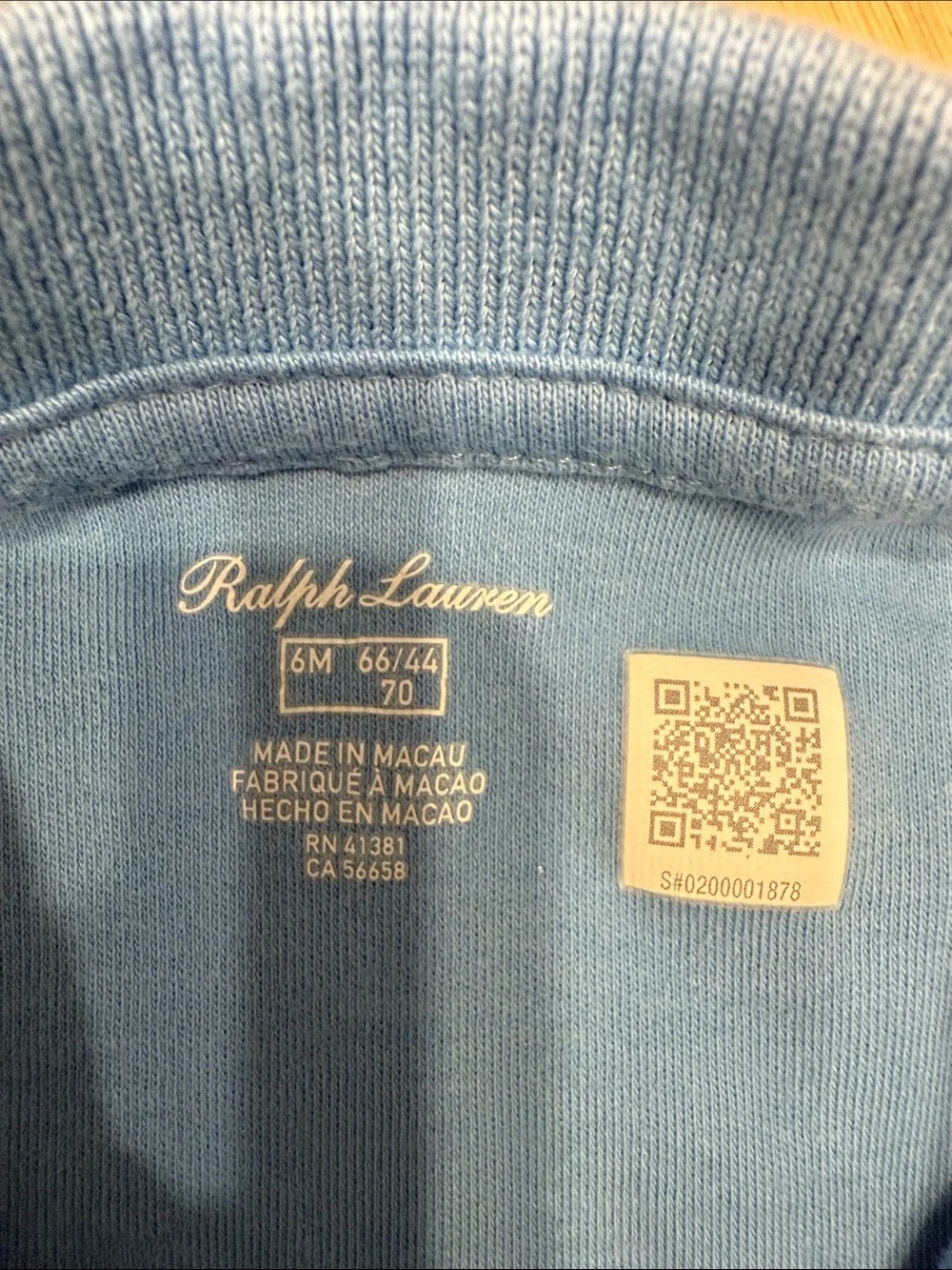Ralph Lauren Baby Blue Polo Cotton Footie with Embroidered Pony